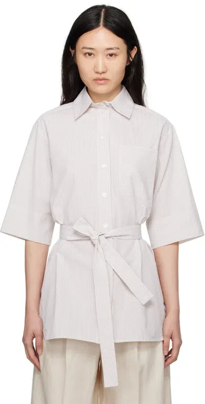 Max Mara Beige & White Belt Shirt In 3 Ecru