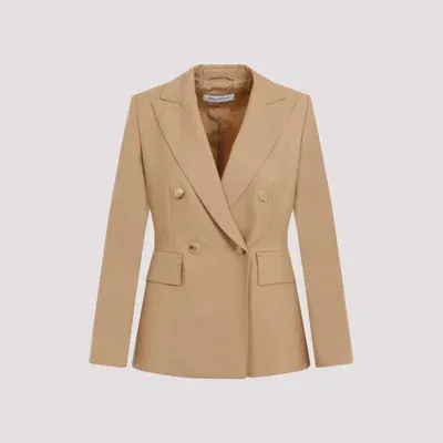 Max Mara Cotton Crepe Double Breasted Jacket In Camel