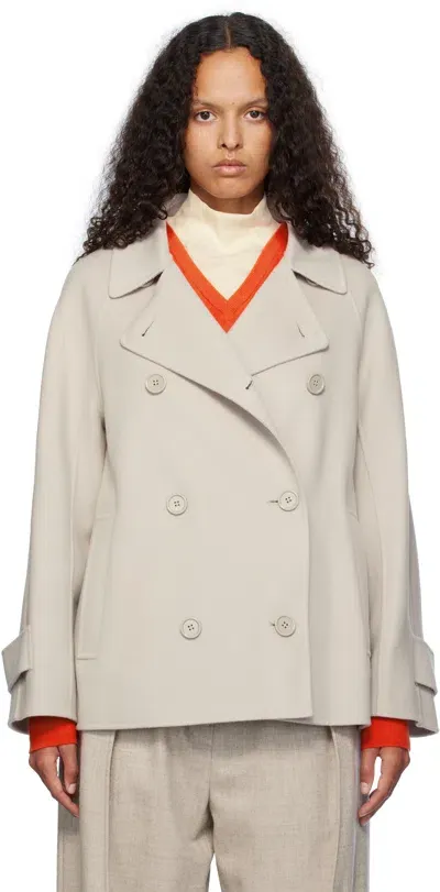 Max Mara Beige Louis Short Coat In 048 Ecru