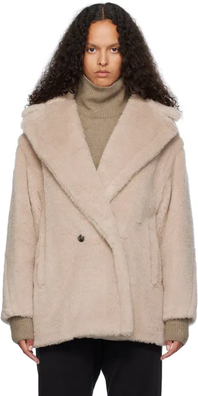 Max Mara Beige Olga Short Faux-fur Coat In 002 Sand