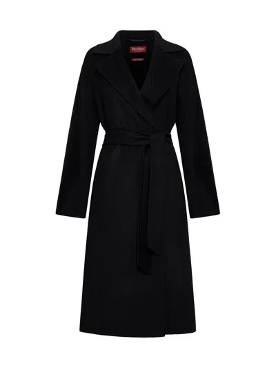 Max Mara Belted Mid-length Coat In Nero