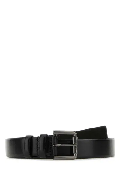 Max Mara Black Leather Belt In Nero