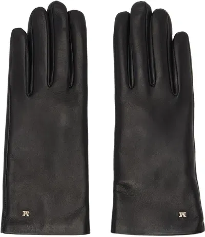 Max Mara Black Nappa Leather Gloves In 010 Black