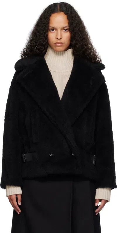 Max Mara Black Radice Faux-fur Coat In 008 Black