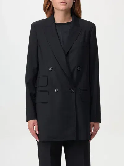 Max Mara Double-breasted Wool Blazer In Schwarz