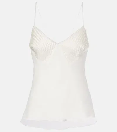 Max Mara Bead-detail Silk Tank Top In White