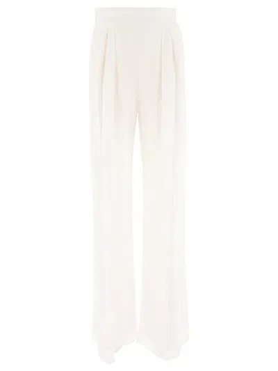 Max Mara Bridal Silk Chiffon Trousers In White