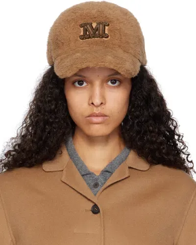 Max Mara Brown Teddy Fabric Cap In 001 Camel