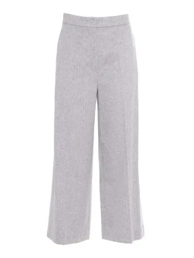 Max Mara Burano Medium Grey Long Trouser In Gray