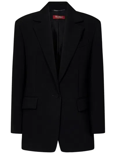 Max Mara Buttoned Jacket In Black