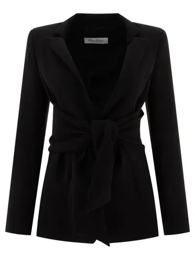 Max Mara Cady Jacket With Sash In Black