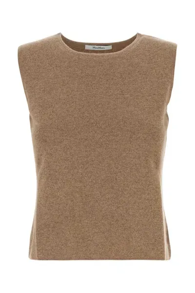 Max Mara Camel Wool Blend Fosco Vest In Beige