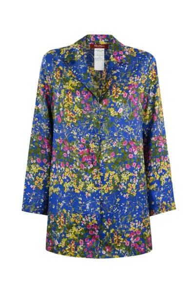 Max Mara Campale Silk Blouse In Blue