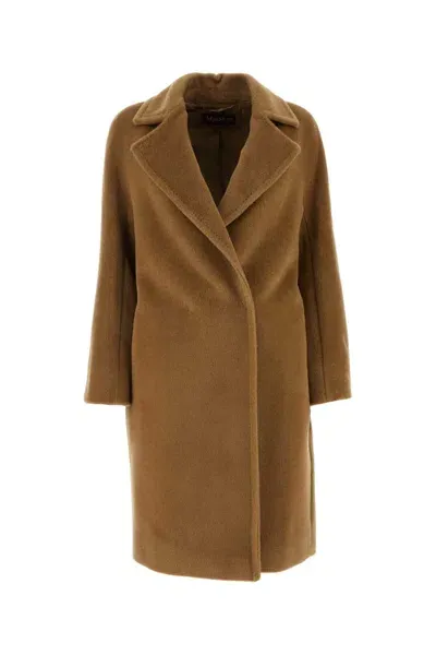 Max Mara Caramel Alpaca Blend Sidney Coat In Brown