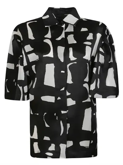 Max Mara Carella Short Sleeve Blouse In Stampa Grafica