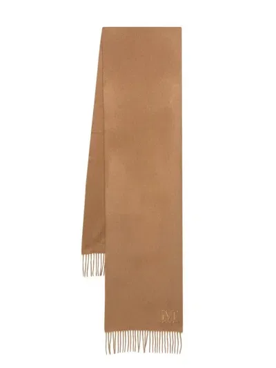 Max Mara Cascashmere Scarf With Embroidery In Neutrals