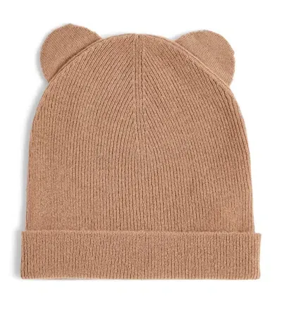 Max Mara Kids' Cashmere Bear Ears Beanie In Beige