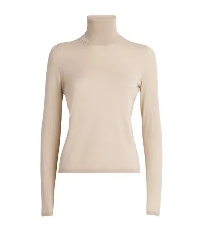 Max Mara Cashmere Rollneck Sweater In Beige