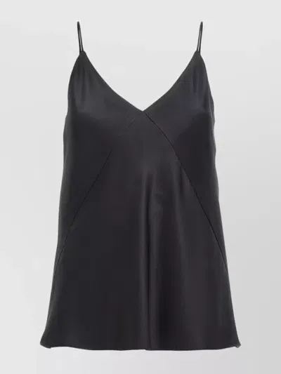 Max Mara Charmeuse Silk V-neck Camisole Top In Black