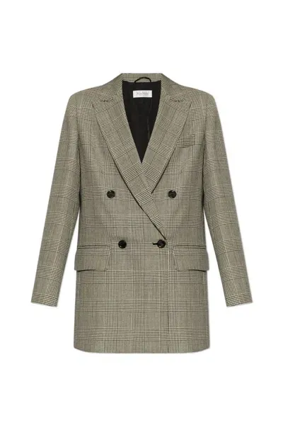 Max Mara Houndstooth-pattern Blazer In Grey