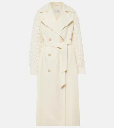 Max Mara Cicladi Wool Trench Coat In Ivory