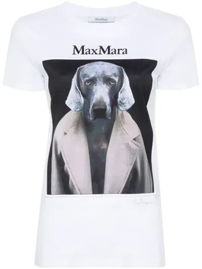 Max Mara Printed Cotton T-shirt In White