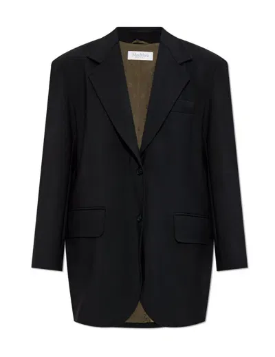 Max Mara Suez Single Breast Wool Blend Blazer In Black