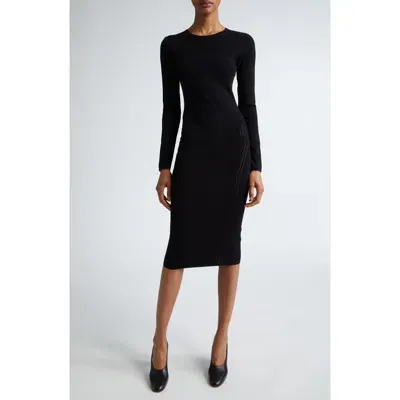 Max Mara Comica Long Sleeved Jersey Midi Dress In Black