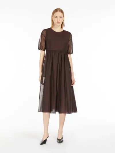 Max Mara Cotton And Silk Organza Dress In Bordeaux