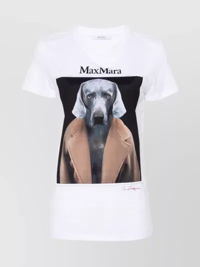 Max Mara Printed Cotton T-shirt In White