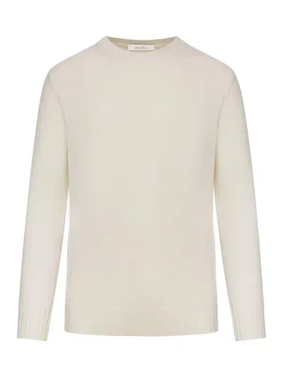 Max Mara Crewneck Long-sleeved Jumper In Beige