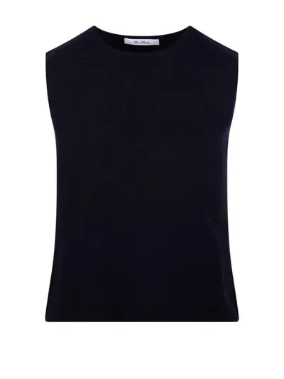 Max Mara Crewneck Sleeveless Top In Blue