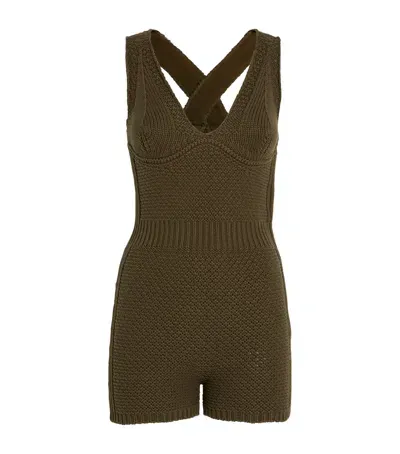 Max Mara Crochet Playsuit In Green