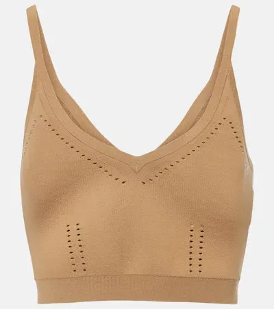 Max Mara Cropped Knitted Tank Top In Beige