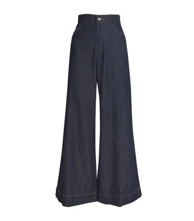 Max Mara Cropped Wide-leg Jeans In Blue