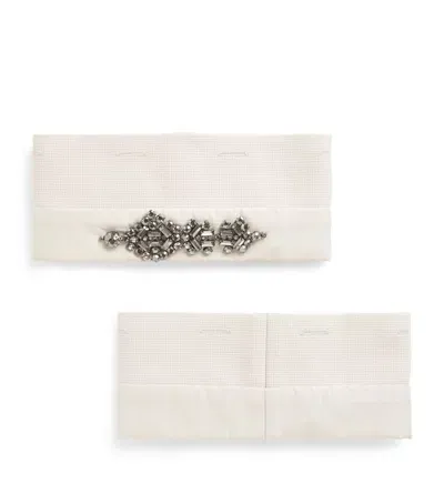 Max Mara Crystal-embellished Coat Cuffs In White