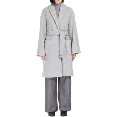 Max Mara Long Sleeved Belted Coat In Grey