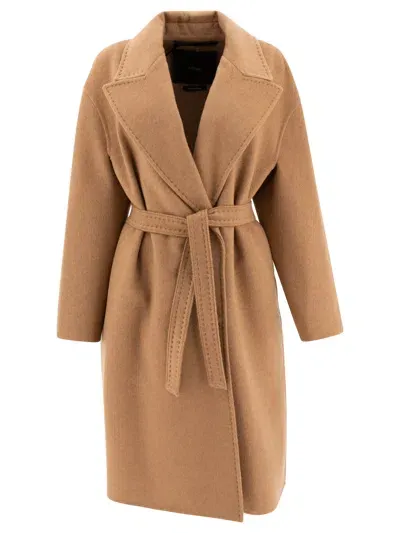 Max Mara Deconstructed Coat In Cashmere Double Coats Beige