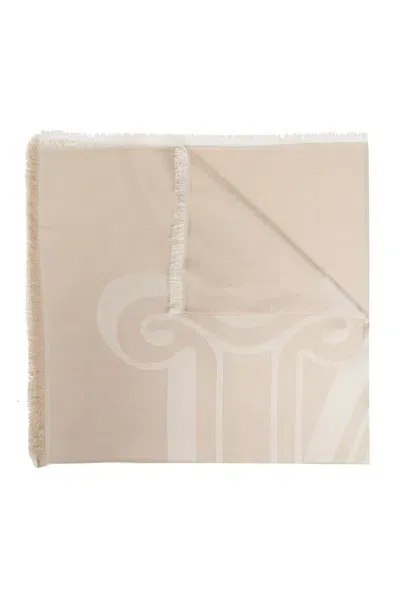 Max Mara Dorothy Logo Detailed Scarf In Beige