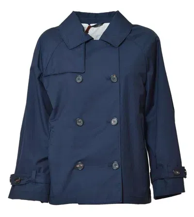 Max Mara Double Breasted Oversized Trench Coat In Blu