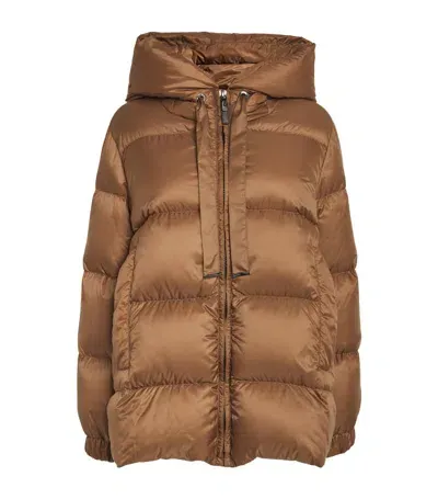 Max Mara Down Puffer Jacket In Caramel