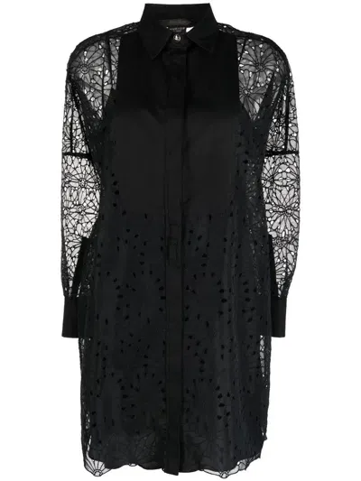 Max Mara Embroidered Shirt Dress In Black