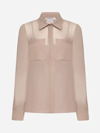 Max Mara Ercole Silk Shirt In Powder