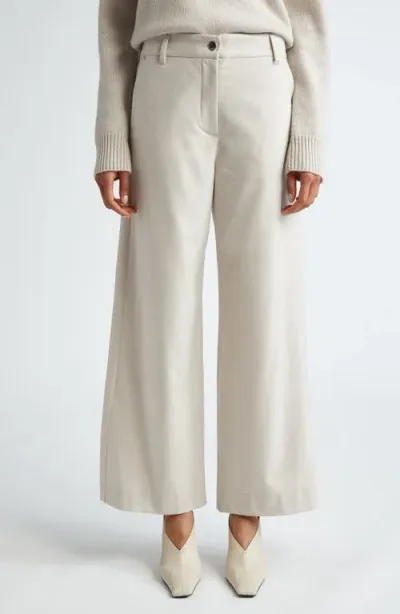 Max Mara Ermes Wide Leg Stretch Virgin Wool Trousers In Ecru