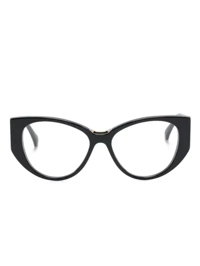 Max Mara Eyewear Logo-engraved Cat-eye Glasses In Black