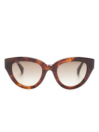 Max Mara Eyewear Logo-print Cat-eye Frame Sunglasses In Brown