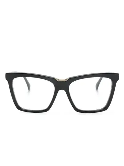 Max Mara Eyewear Logo-print Rectangle-frame Glasses In Black