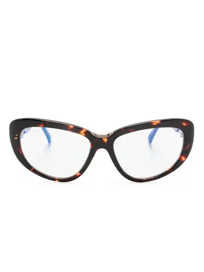 Max Mara Eyewear Tortoiseshell-effect Cat-eye Frame Glasses In Brown