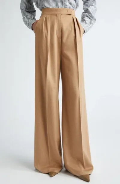 Max Mara Fagus Wool Blend Wide Leg Pants In Camel