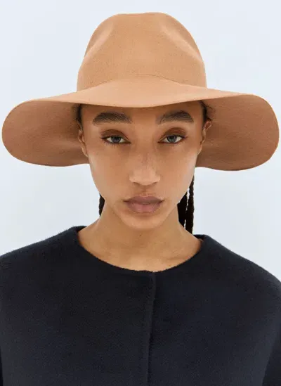 Max Mara Felt Wool Wide Brim Hat In Brown